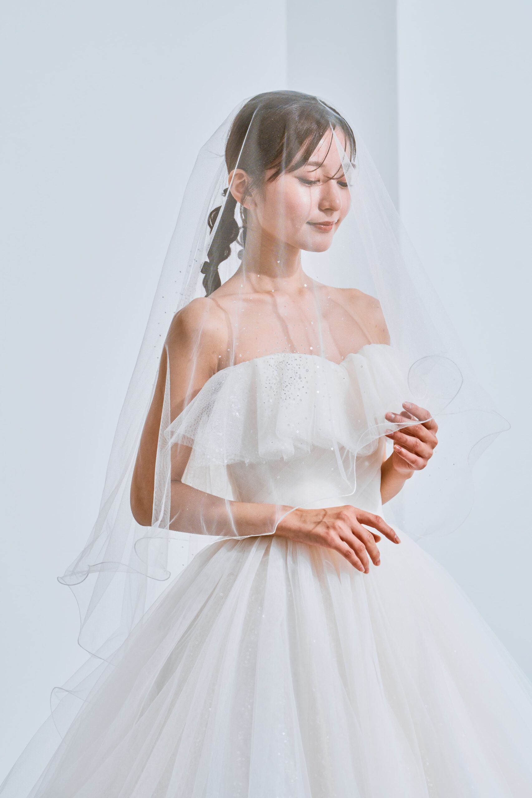 BV-36 (Glitter Tulle Merrow Edge Veil with Firework Embroidery)