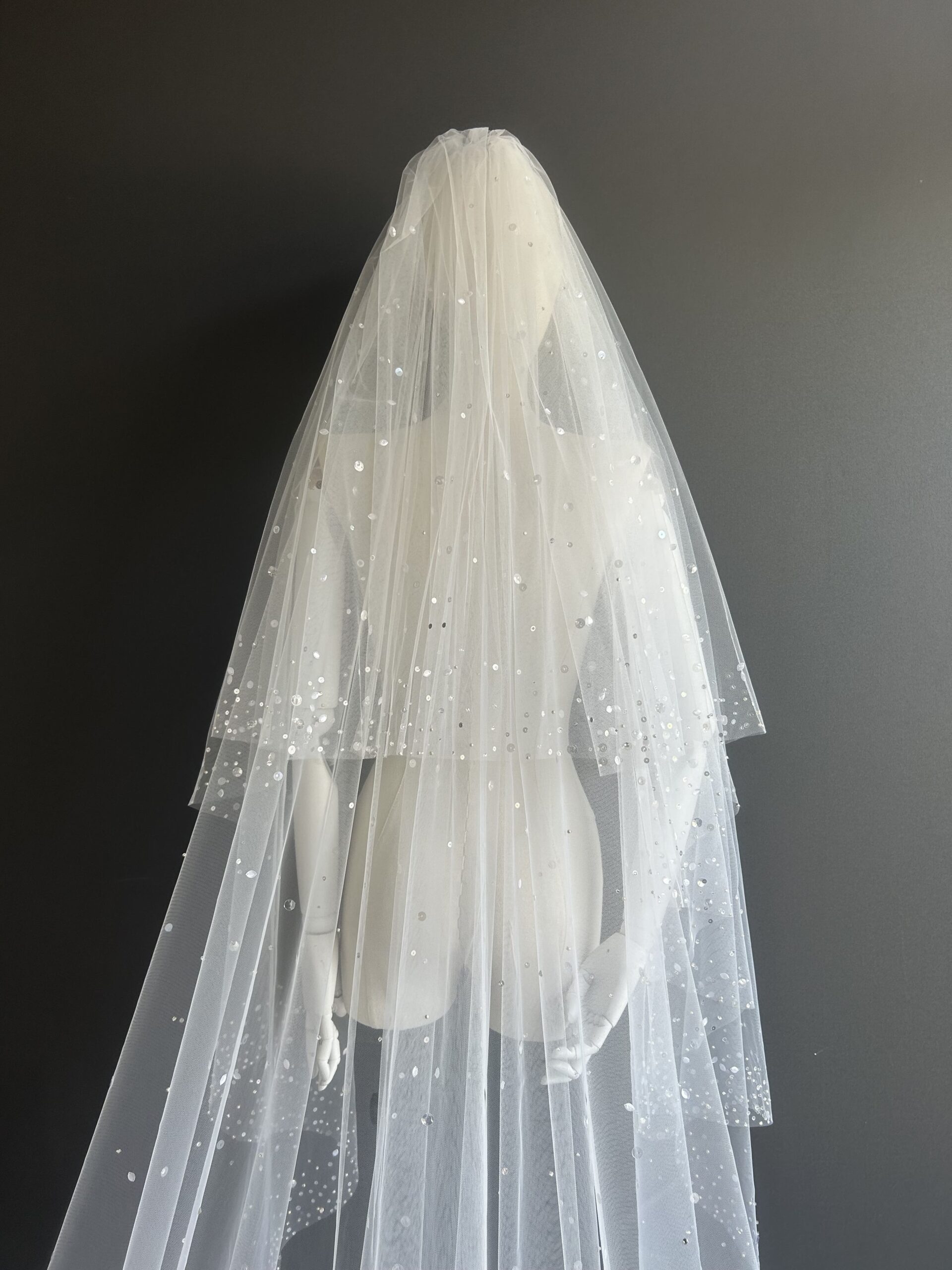 WV-19 (Wide Veil with Sparkling Sequin Embroidery)